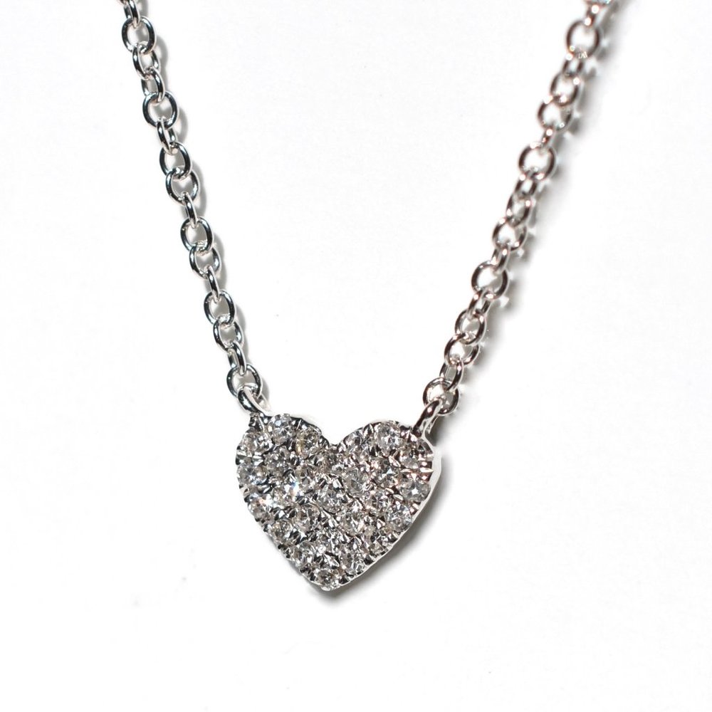 14k Pave Diamond Heart Pendant Choker/Necklace